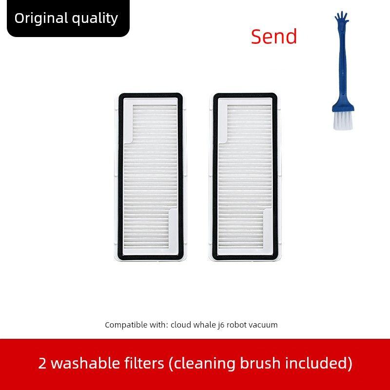 

Accessories for Cloud Whale J6 Robot Vacuum Cleaner: Dust Bags, Main Brush, Side Brush, Mop Cloth, Cleaning Agent, Filter, Liquid, Consumables 2 Washable Filters (Cleaning Brush Included)
