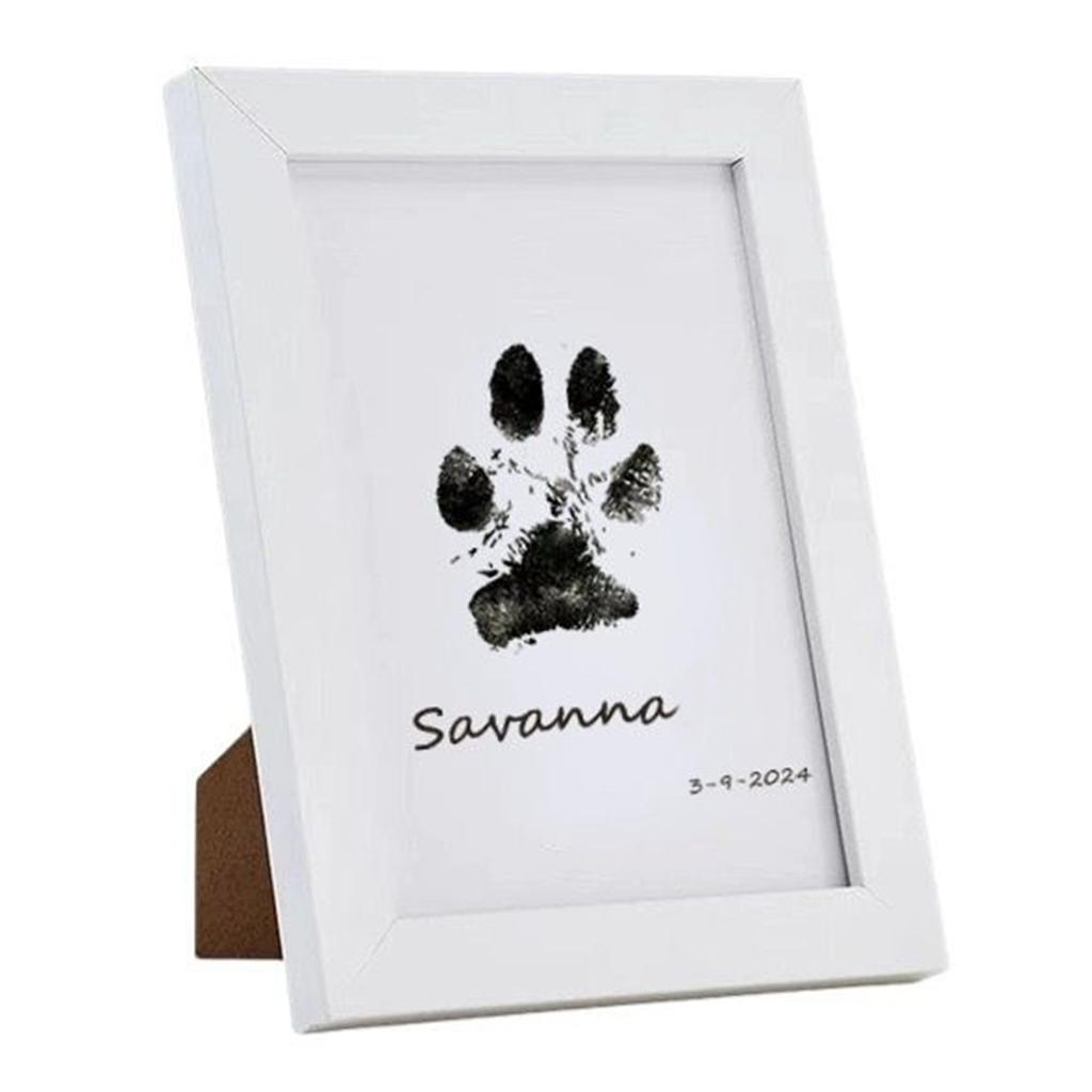 Pet Paw Print Desk Frame With Ink Kit Pet Memorial Picture Frame With Pawprints For Home Decor