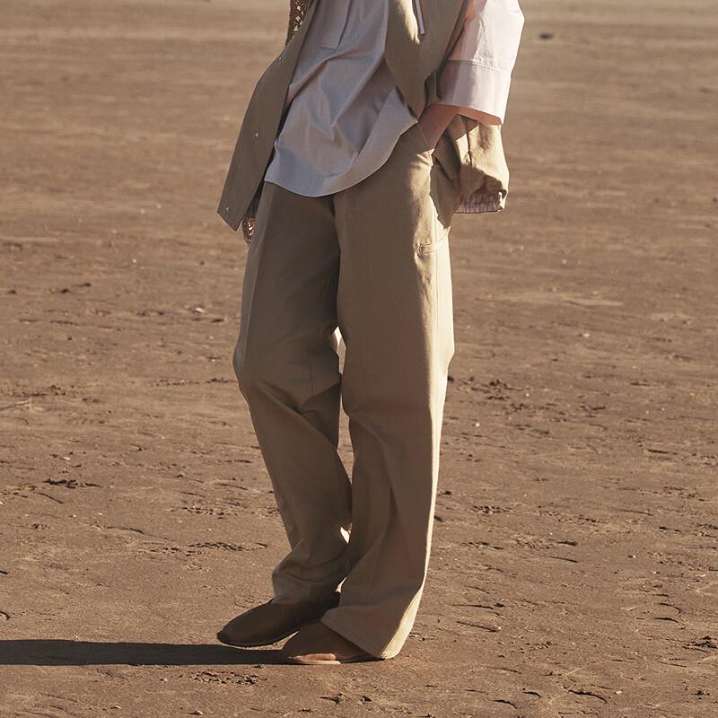 

LESS 2025 Summer Cotton Rolled Cuff Straight Trousers XL