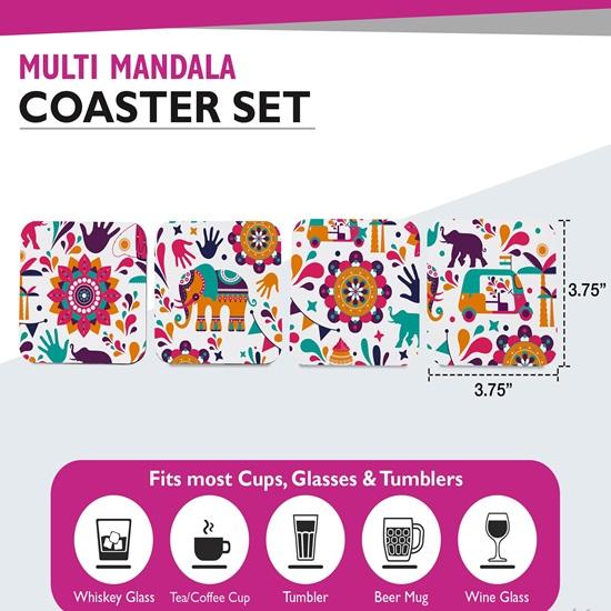 Sada 4 stolních čtvercových podložek kuchyňský stůl dřevěných dekorativních předmětů na šálky, hrnky, plechovky, sklenice