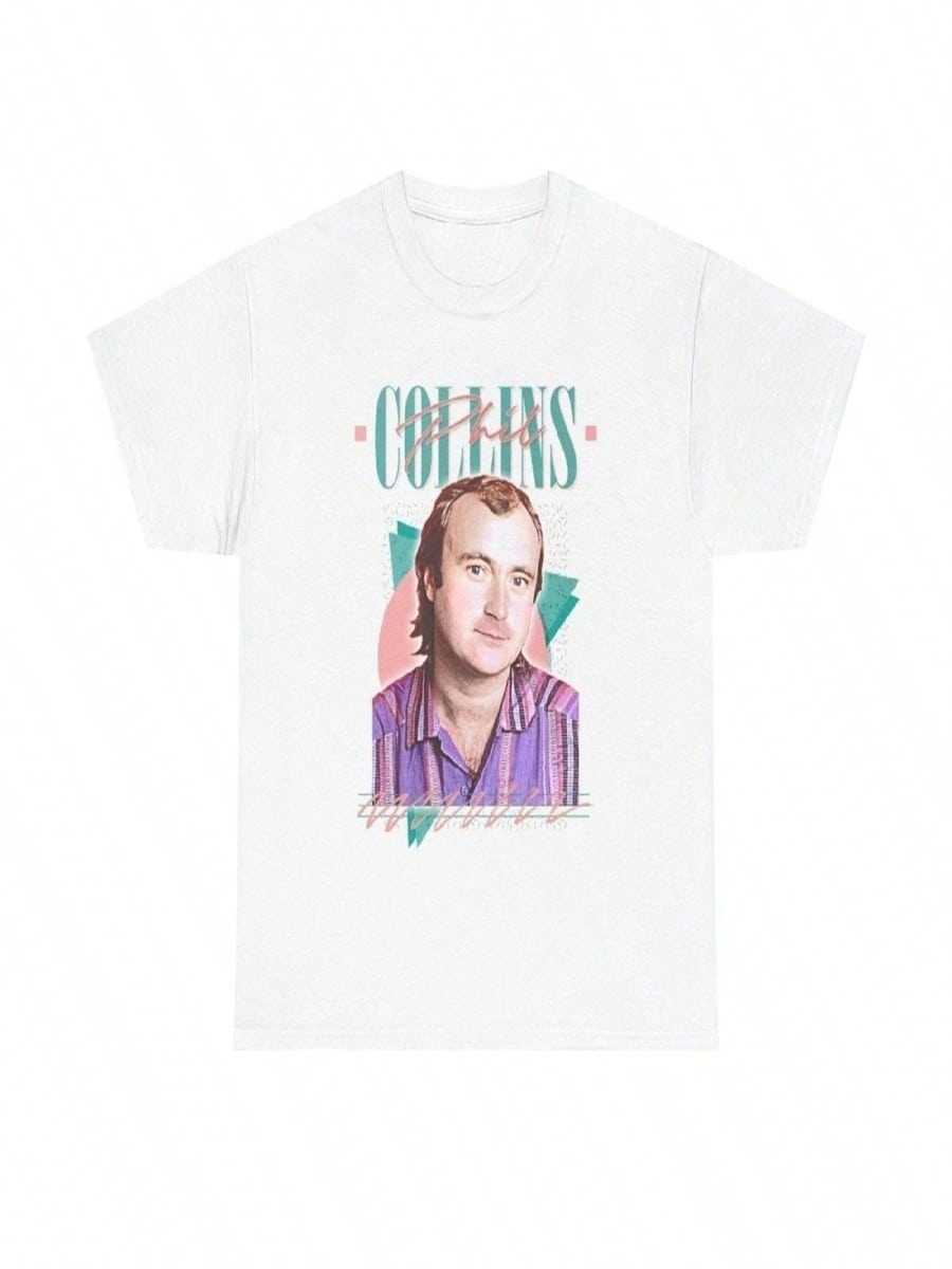 Phil Collins Shirt Vintage Retro Graphic Poster Unisex Heavy Cotton Tee S разноцветный