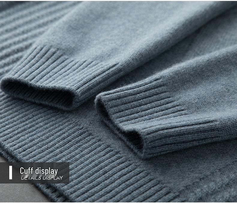 Men's Thickened V-neck Cashmere Sweater - Business Casual Autumn/Winter Jumper