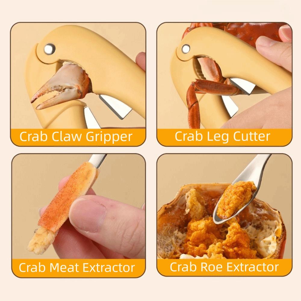 4 szt./zestaw Oszczędzający wysiłek Rozgniatacz do skorup kraba Profesjonalny z tacką Zestaw widelców do wydobywania mięsa z szczypiec homara Zestaw rozgniataczy do kraba ze stali nierdzewnej