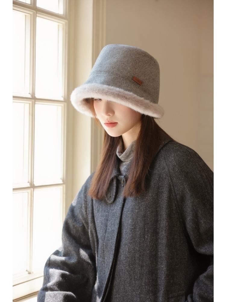 Herbst und Winter Neu Damen Winddicht Warm Fischerhut Fleece Verdickter Beckenhut Eleganter Fischerhut