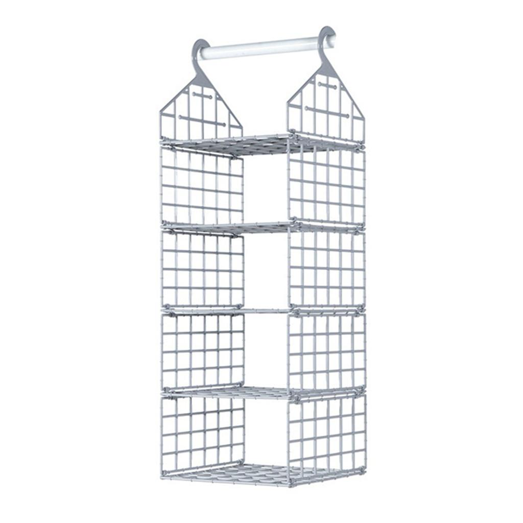 2/3/4/5 Tier Folding Closet Organization Shelves Multi-Purpose Checkered Clothes Rack For Home Bedroom