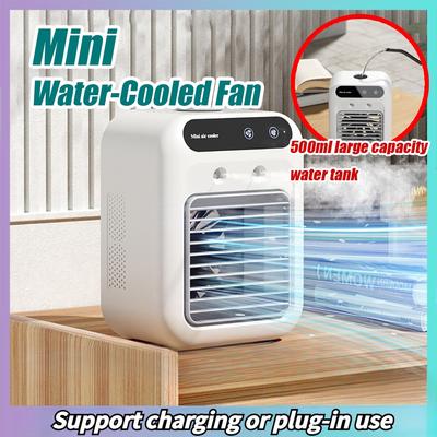 Mini Water-cooled Fan USB Charging Version Portable Fan Air Cooler Household Desktop Humidifying Air Conditioning Fan