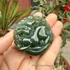 Double-Sided Carved Jade Pixiu Mother and Son Pendant with Gold Ingot Design
