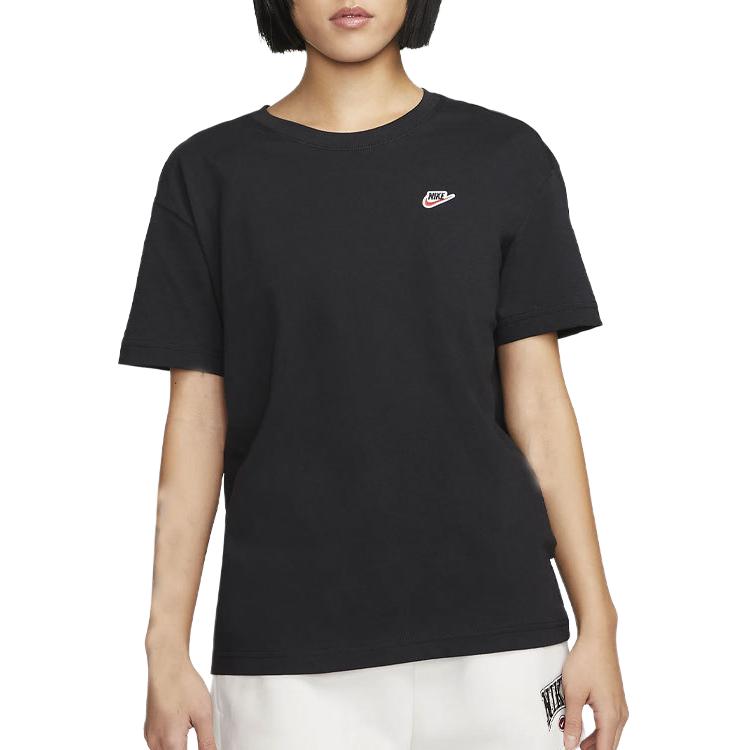 

Nike Logo Round Neck Loose Short Sleeve T-Shirt Women T-Shirts Black DZ4686-010 L