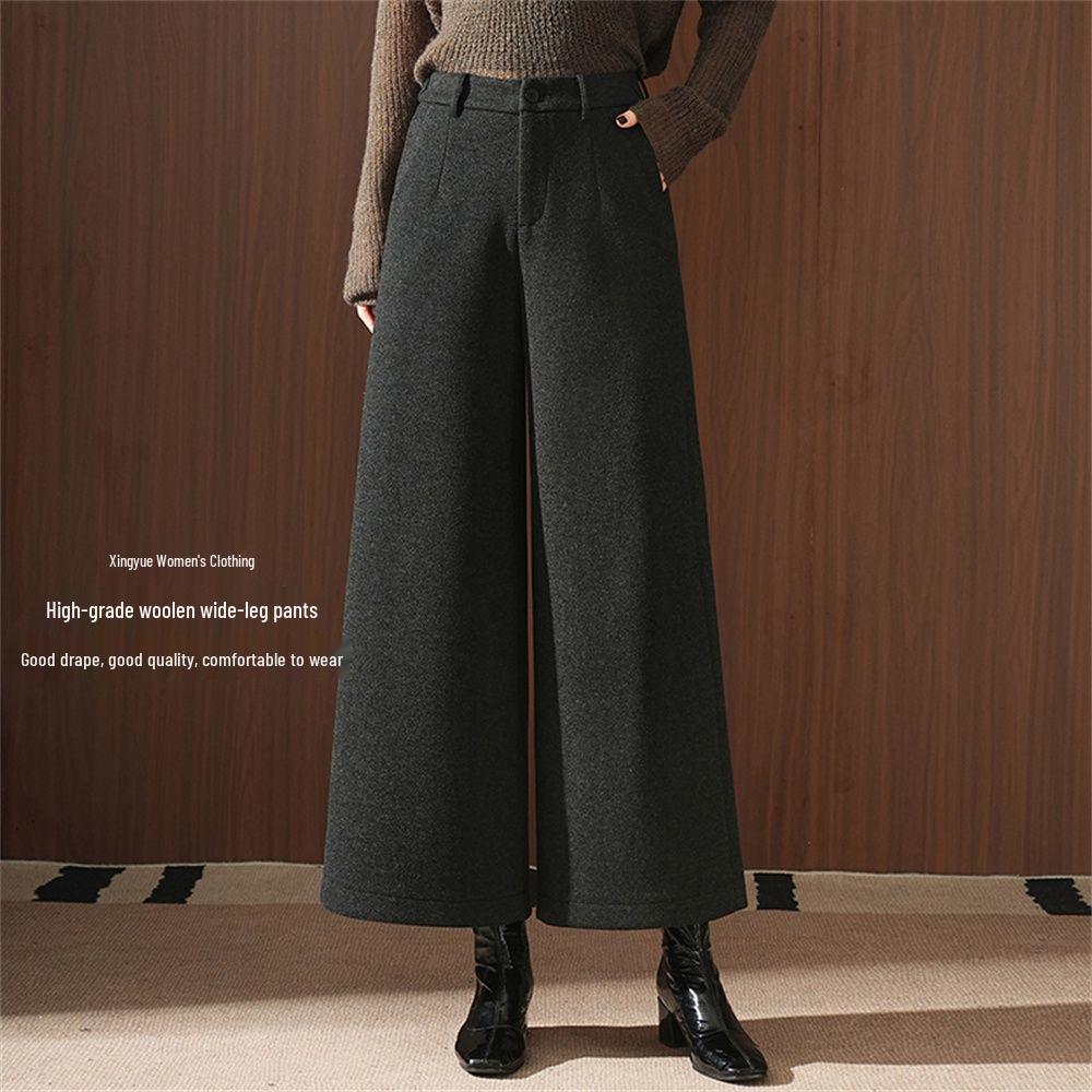 

Autumn/Winter High-Waist Woolen Wide-Leg Pants (2026 New Style) M 45-52 kg