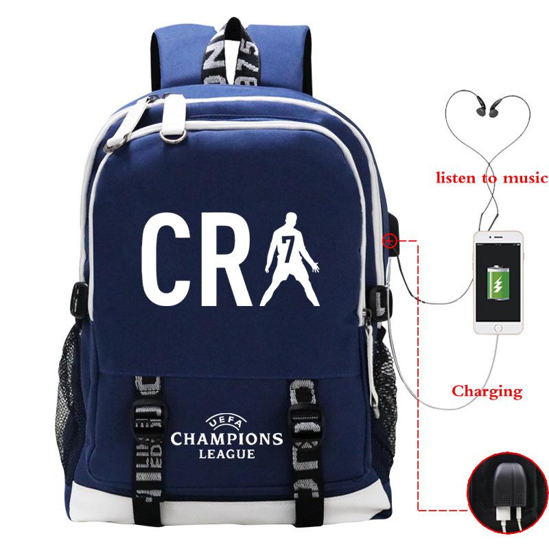 Football Player C Luo'S Peripheral Printed Primary And Secondary School Students Backpack Large-Capacity Leisure Travel Bag