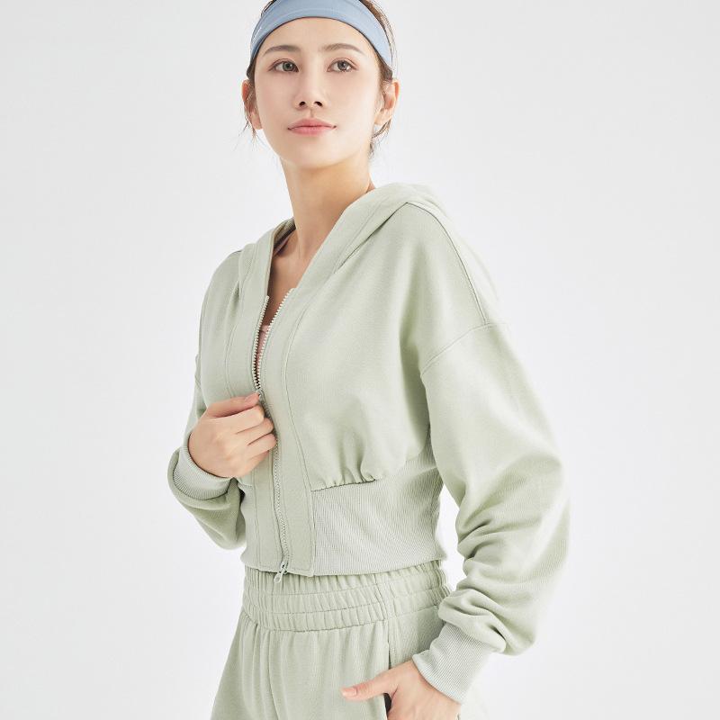 Winter Hooded Yoga Clothing Top Running Sports Short Yoga Clothing Women s Long Sleeve Slim Fitness Clothing Jacket Women S