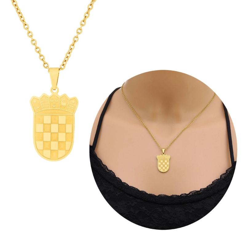 Croatia Map Pendant Necklace Fashionable Croatian Flag Neckchains Adjustable Ethnic Collarbone Chains Couple Jewelry