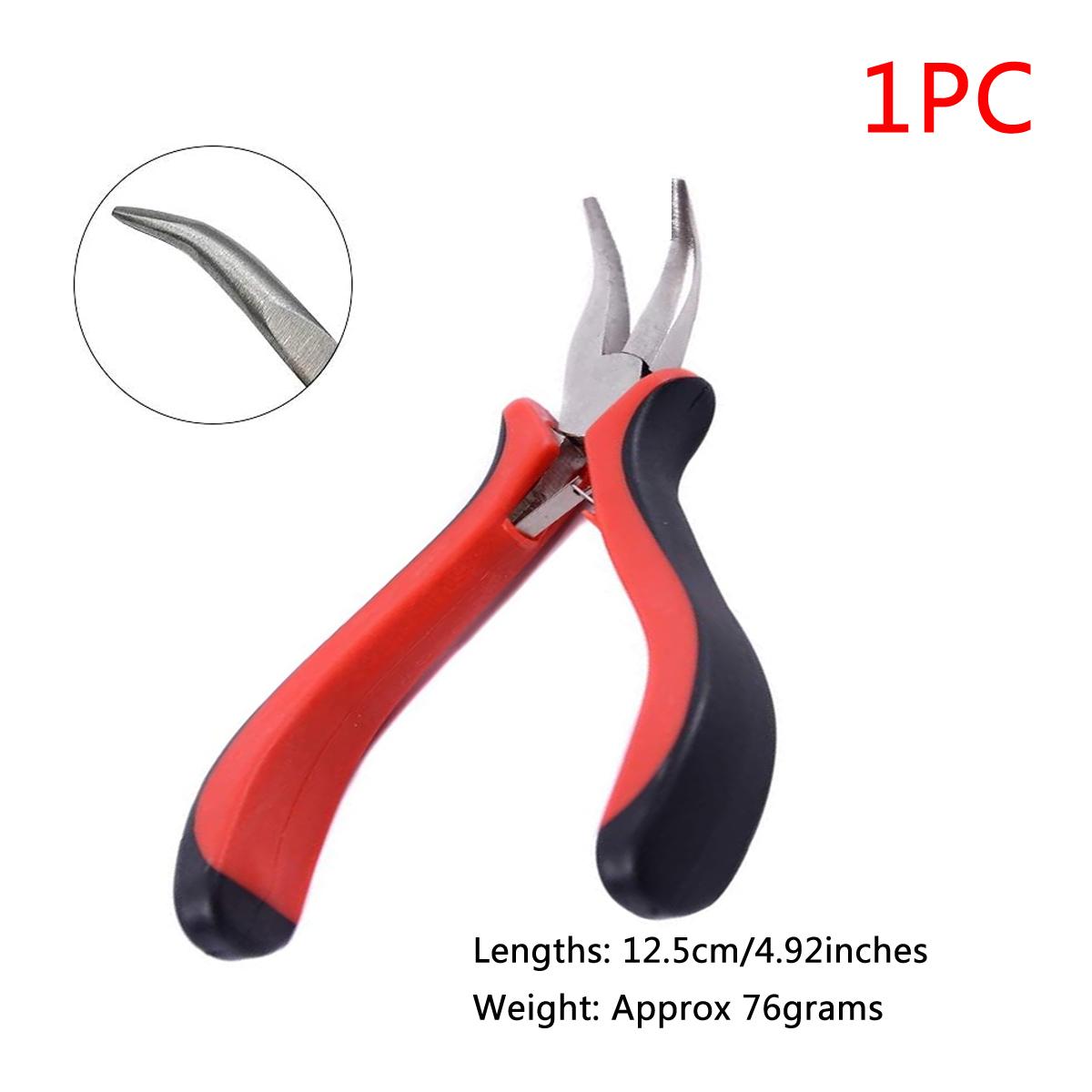 

1 шт. Красные изогнутые плоскогубцы 4,9 дюйма Инструменты для изготовления бисера Щипцы для наращивания волос с микрокольцами