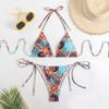 2025 New Multi-Color Print Backless Lace-Up Sexy Split Bikini Swimsuit for Women