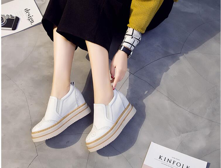 Fashion New Arrival Woman Summer Casual Genuine Leather Thick Sole Shoes Women Creepers Casual Breathable Flat Platform Shoes 2024 Dfv