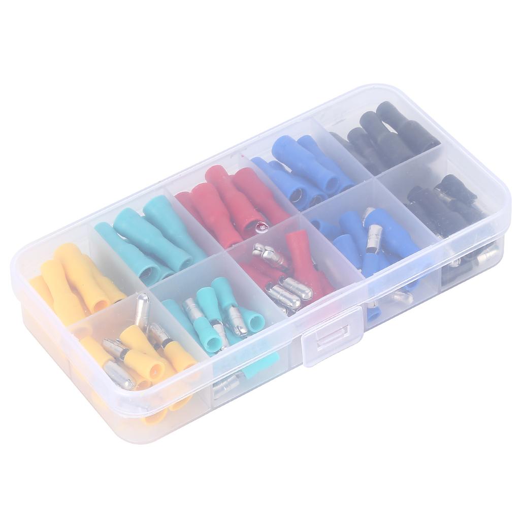 100Pcs Electrical Wire Terminal Male Female Many Colours Plug in Type Cold Pressed Terminal