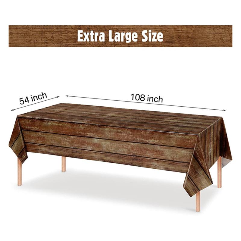 Rechteckige Tischdecken mit Holzmaserung, Tischdecken aus Kunststoff, 274,3 cm, Vintage-Tischdecke im Bauernhaus-Stil, Dekor für Hochzeit, Geburtstagsparty