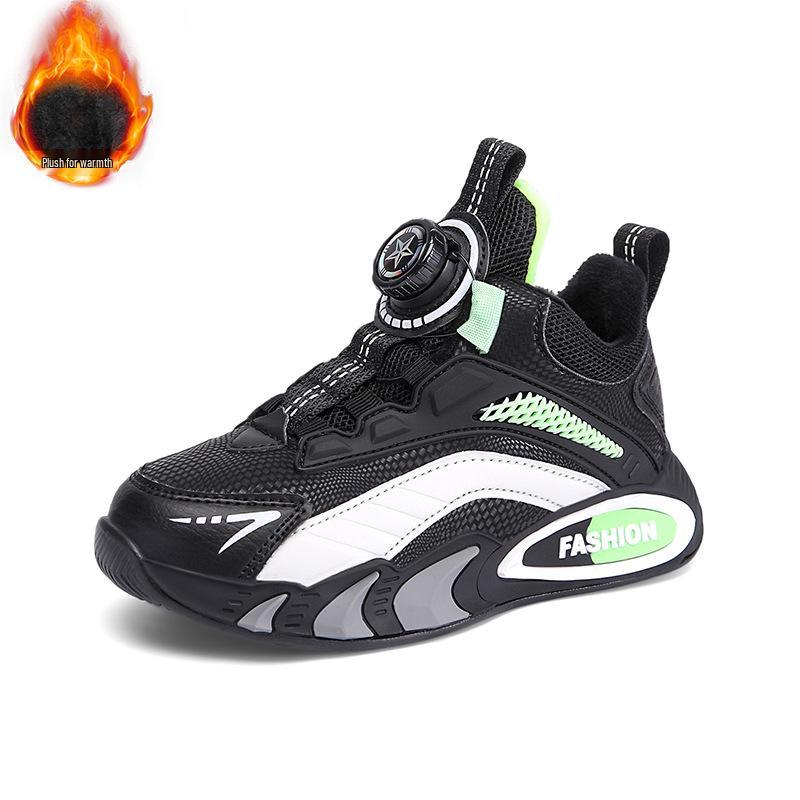 

Детские зимние хлопковые кроссовки с вельветовой подкладкой для мальчиков и девочек (6-12 лет) - Вращающаяся застежка-кнопка 38