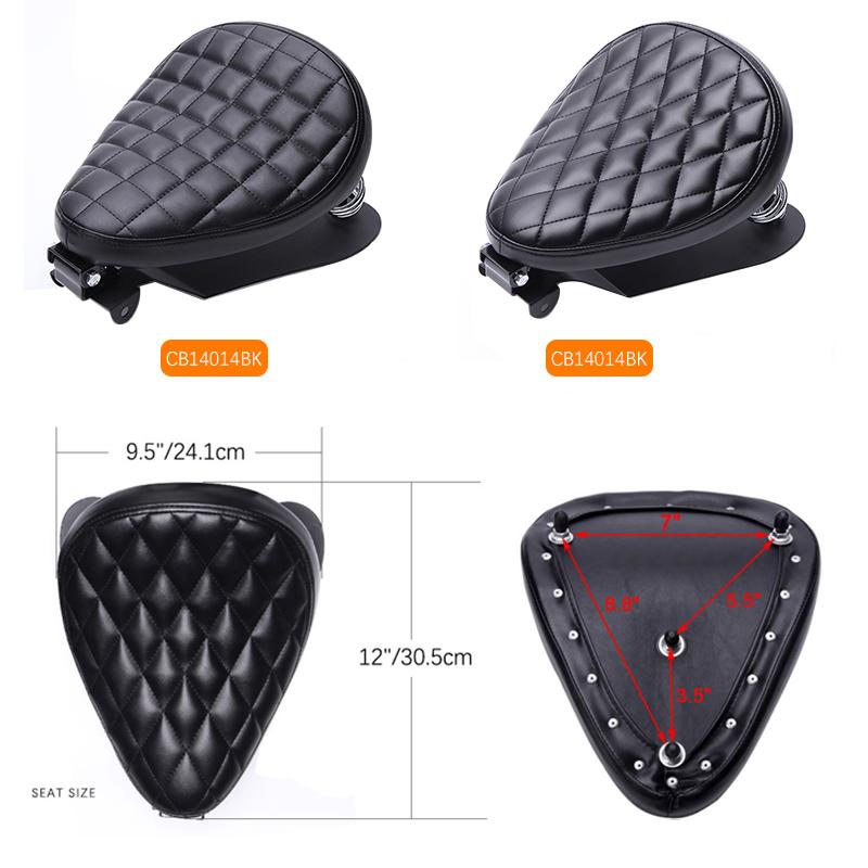 1 SET Motorcycle Retro  Leather Solo Seat+3" Spring Bracket for Harley Custom Chopper Sportster Bobber Honda Yamaha