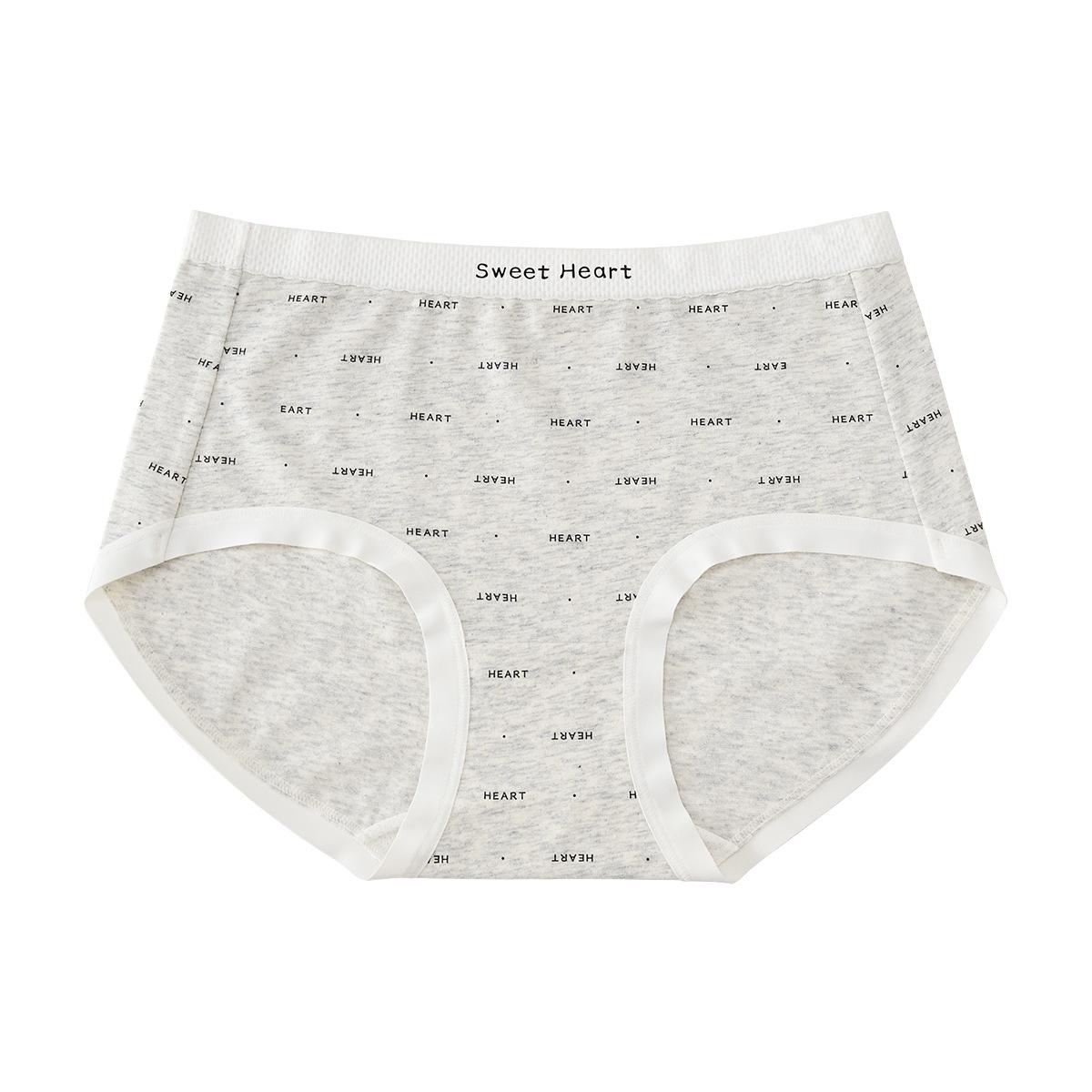 

Mengdan Yi Women s Mid-Waist Grey Cotton Underwear with Antibacterial Mulberry Silk Crotch, Breathable Bikini Style. One Size