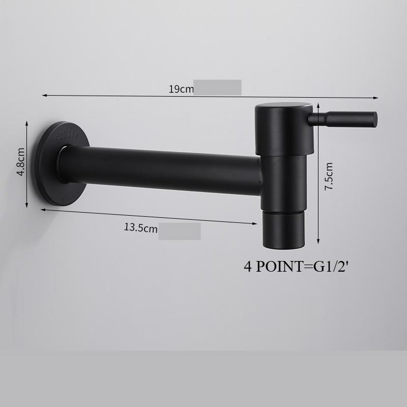 Brass Black Faucet Extended Outdoor Garden Faucet Wall Mounted Bathroom Corner Washing Machine Faucet