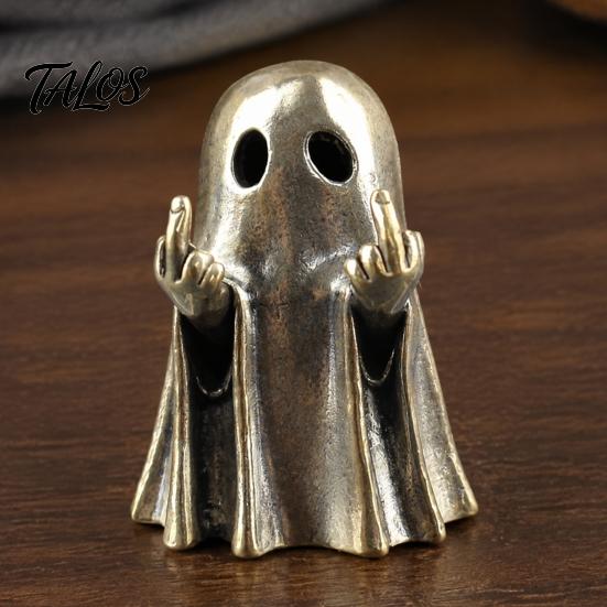 Accessorio da Scrivania di Nicchia Trendy Fantasma di Halloween Statuetta in Ottone, Divertente Ornamento con Dito Medio per Regalo Creativo Amici Scaffale da Tavolo Cornice Espositore