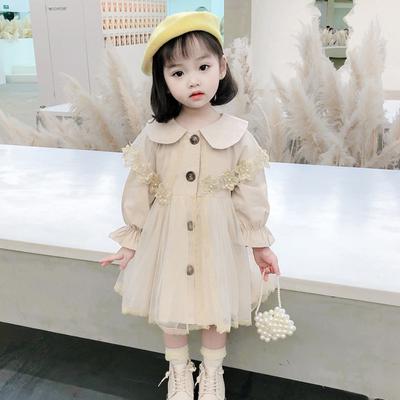 Kids Jackets Spring Autumn Fashion Girl Baby Long Coat Mesh Lace Princess Windbreaker Children Clothing Outerwear Jacket
