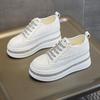Women's Rhinestone Platform Wedge Sneakers - White 2025 Autumn Fashion, Small Size, Versatile, Woven Style
