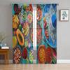 Mexican Food Chili Tulle Curtains for Bedroom Hall Living Room Decor Chiffon Curtain for Balcony Kitchen Home Drapes