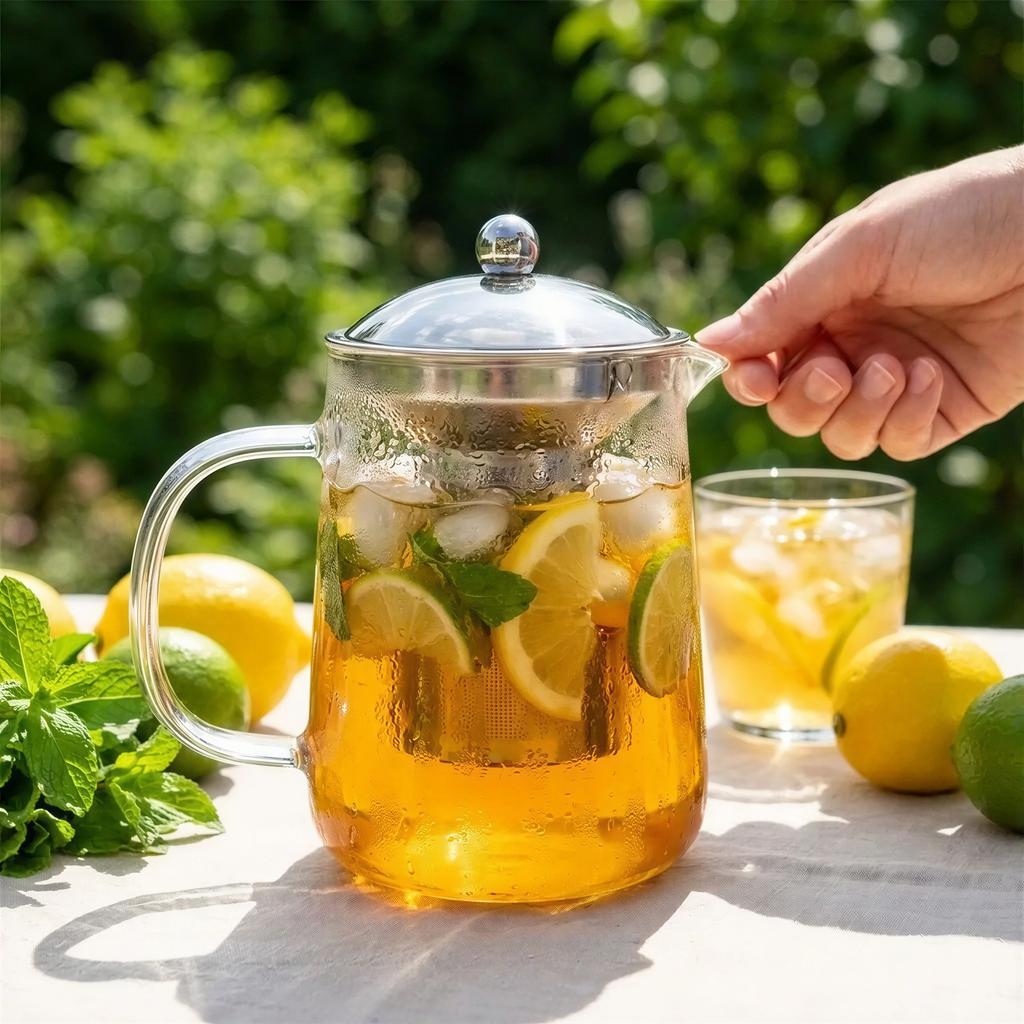 1.2 L Glass Jug With Steel Filter For Coffee, Tea, Herbs