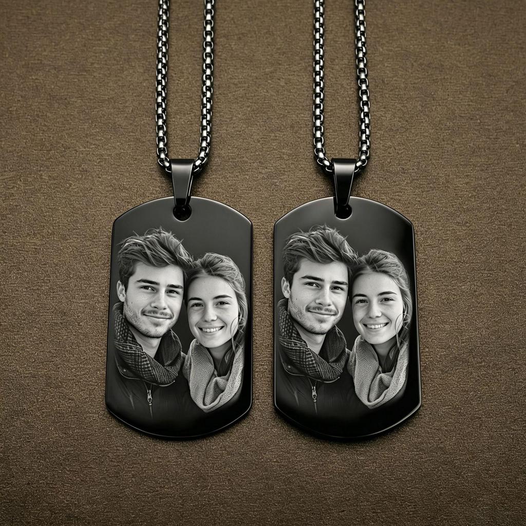 Stainless Steel Black Dog Tag Necklace - Trendy Hip Hop Style for Men & Women, Custom Engravable Titanium Steel Jewelry.