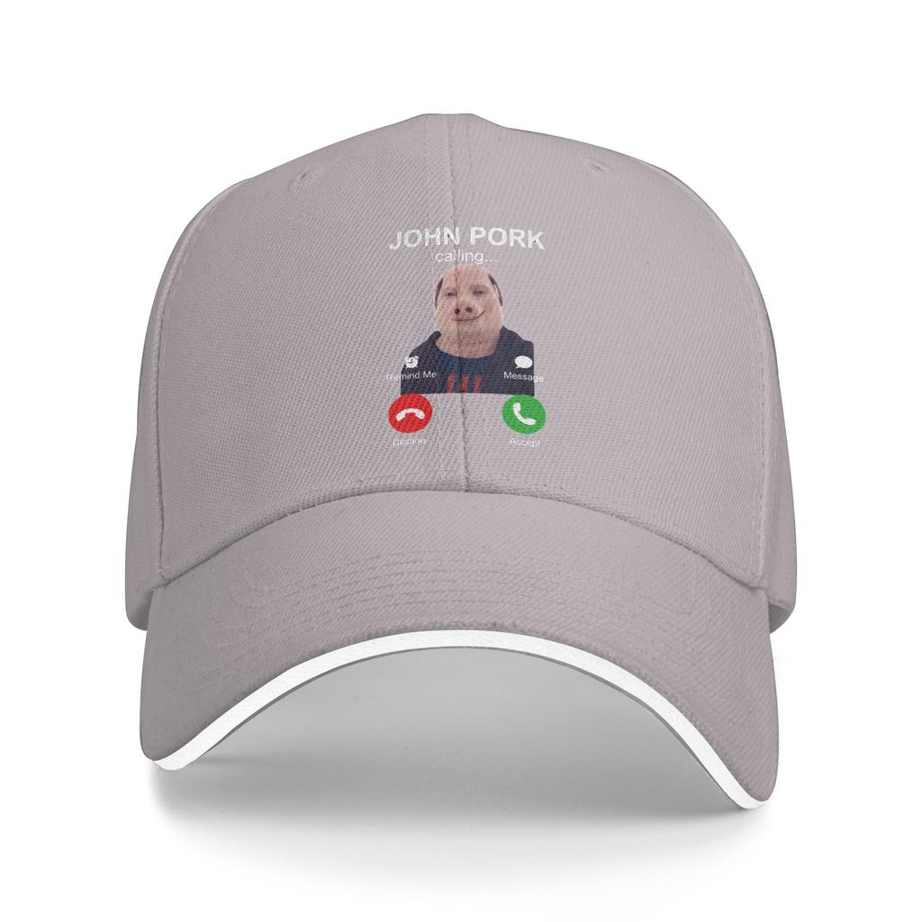 Summer John Pork Is Calling Funny Animal Baseball Cap Outdoor Sport Streetwear Print Sun Trucker Hat Men Breathable Snapback Cap