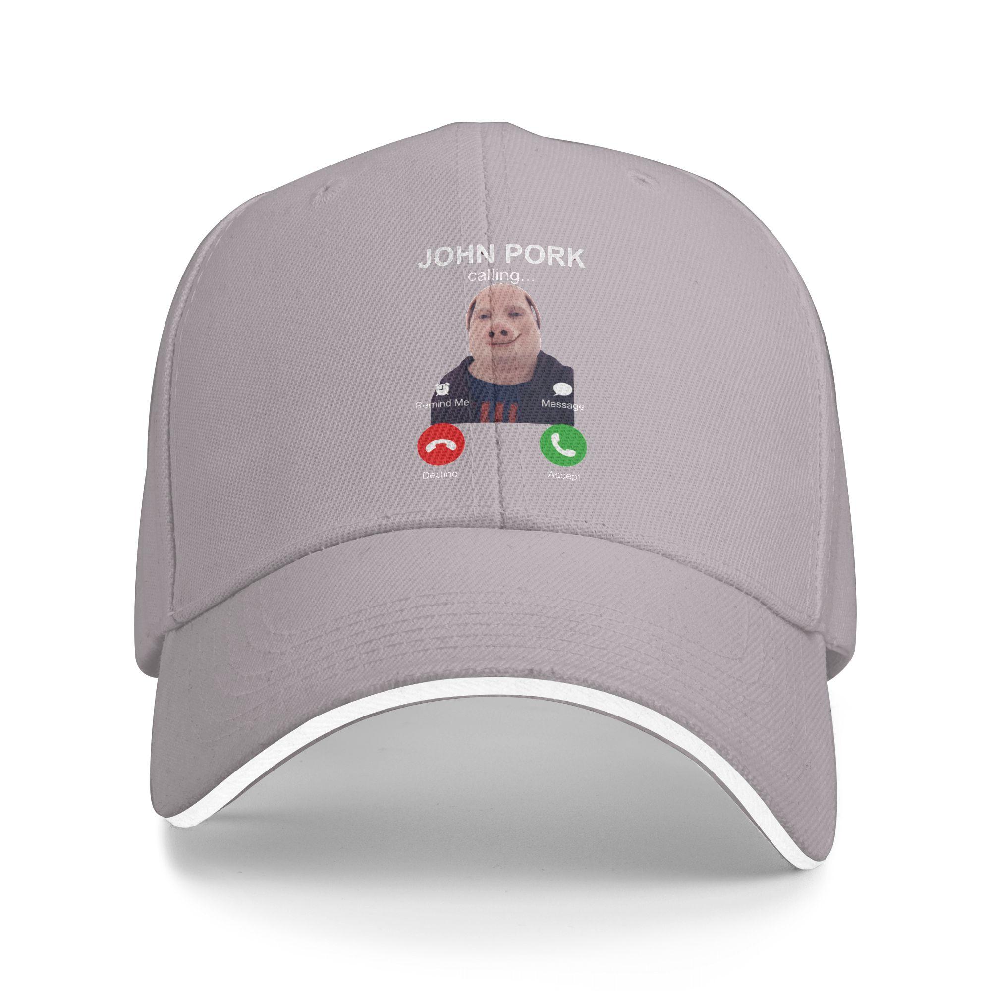 

Summer John Pork Is Calling Funny Animal Baseball Cap Outdoor Sport Streetwear Print Sun Trucker Hat Men Breathable Snapback Cap One Size серый