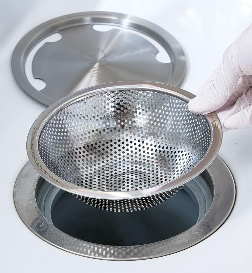 Easy To Stainless Steel Drain Trash Made of Stainless Steel Special Coating Allows Oil Stains To Be Washed Off with Sink Strainer Prevents Unpleasant