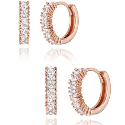 CRANNE Brincos de Um Toque Anel Diário de Zircônia Cúbica 14K (Ouro Preenchido) C24EGF137