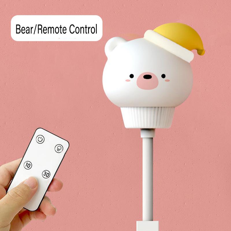 New USB Night Light 3 Mode Smart Remote Control Light Cartoon LED Night Lamp Bear Rabbit for Bedroom Decor Bedside Lamp