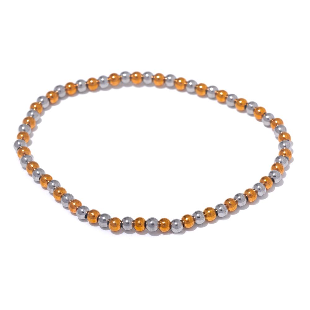 Yhpup 3/4/5/6 MM Stainless Steel Beads Daily Handmade Elastic Bracelet Bangle Waterproof Wrist Wholesale Gold Color Jewelry Men