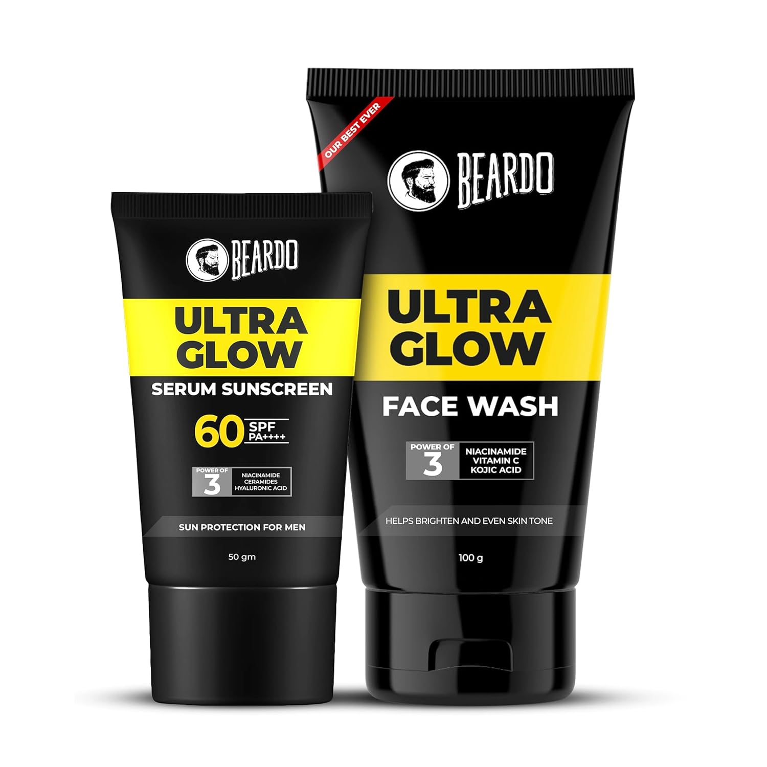 

Beardo Glow Mode On Kit With Ultra Glow Serum Sunscreen 50G & Facewash 100g For Brightening Hydrated Skin, Set of 1