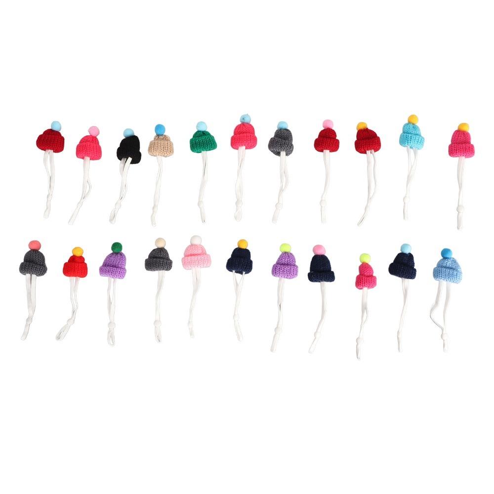 22pcs Polyester Mini Knitting Hats Adjustable Elastic Strap Knitting Accessories  Tree Decorations