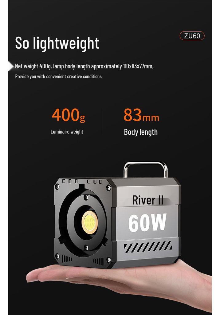60W Handheld Portable Spotlight for Outdoor Wedding, Film, and Night Portraits