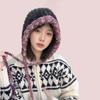 Big head circumference plush flying hat winter windproof ear protection Lei Feng hat red warm and cold knitted wool hat children