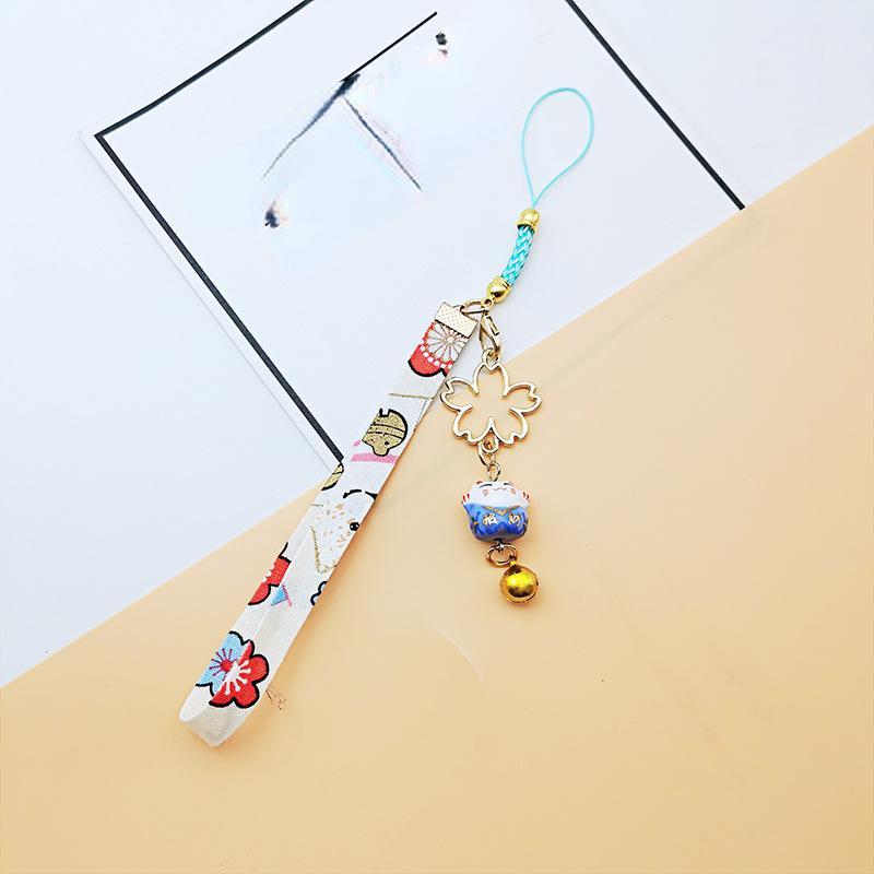 Kawaii Mobile Phone Straps Charm Lucky Cat Keychain Lanyard For iPhone Short Cell Phone Strap Rope Lanyards Cute Mobile Pendant