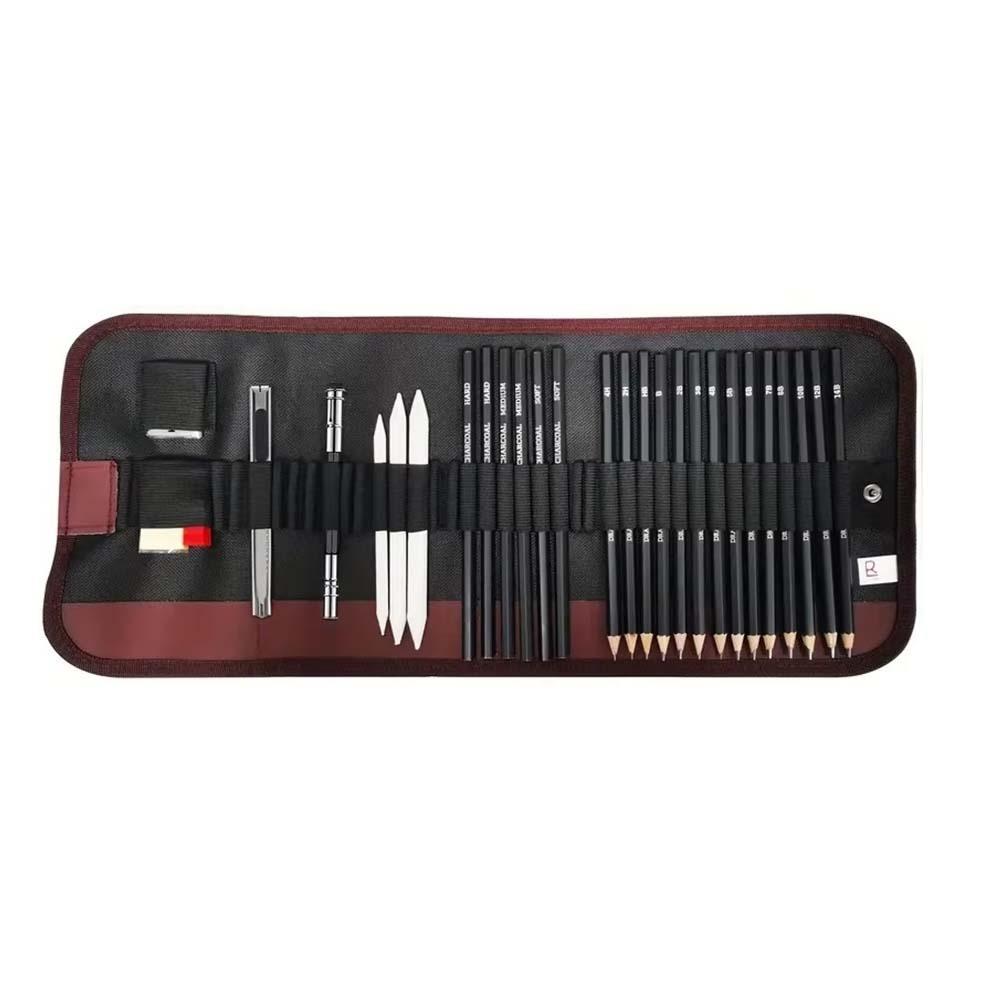 Pencils Extender Drawing Kit Sharpener,Eraser Charcoal Pencils Student Children 29pcs