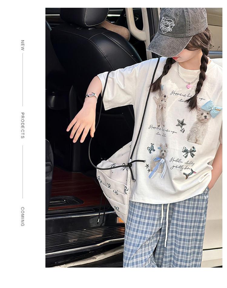 Girls' short sleeved T-shirt and long pants set for summer 2026, new trendy children's fashion, girls' checkered pants for summer wear