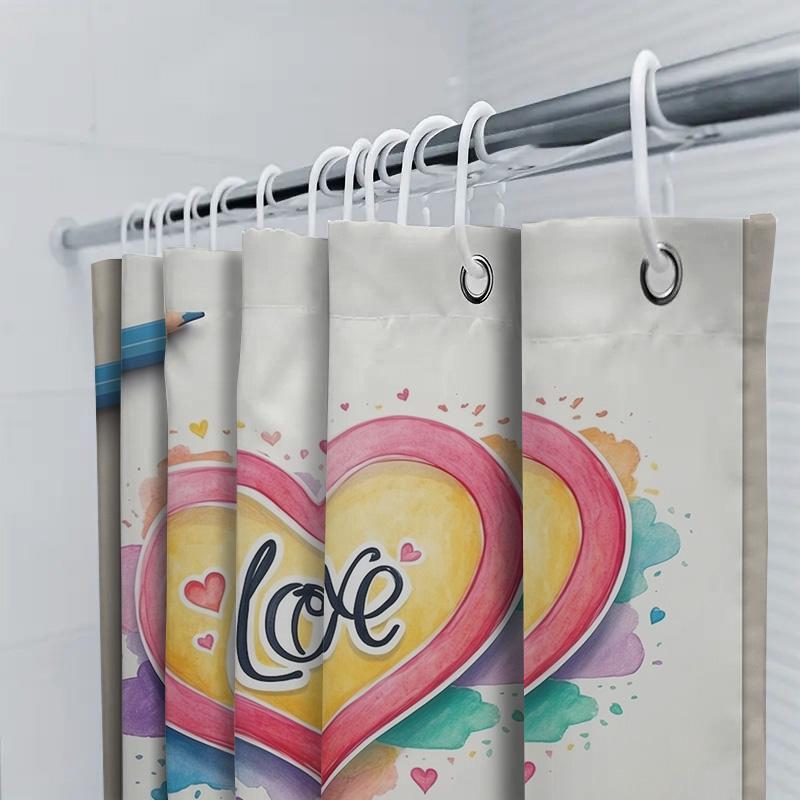 Colorful Love Heart Shower Curtain | Artistic and Romantic Bathroom Decor