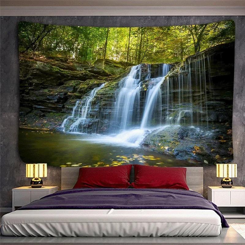 

Natural Scenery Waterfall Decorative Tapestry Home Wall Living Room Office Decorative Tapestry 74x94cm(29x37in)