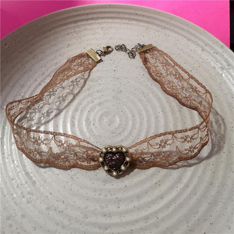 Fashion Sexy Pearl Heart Lace Necklace Pendant Velvet Chain Choker For Women Charm Party Personalized Neck Jewelry Special Gifs