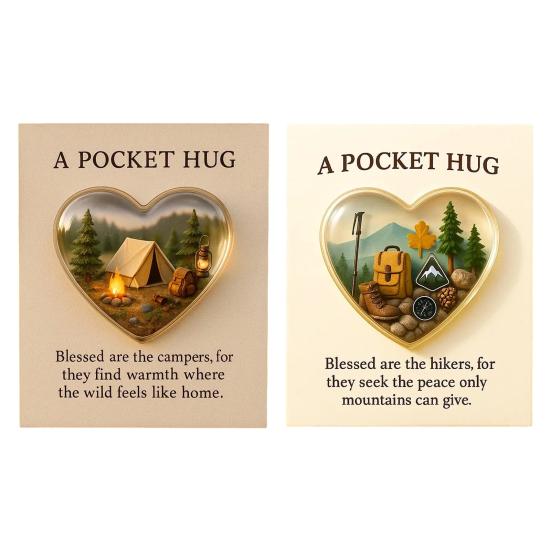 Camping Pocket Hug with Inspirational Cards Heart-Shaped Hiking Pocket Hug Keepsake Token Hikers Campers Nature Enthusiasts Gift