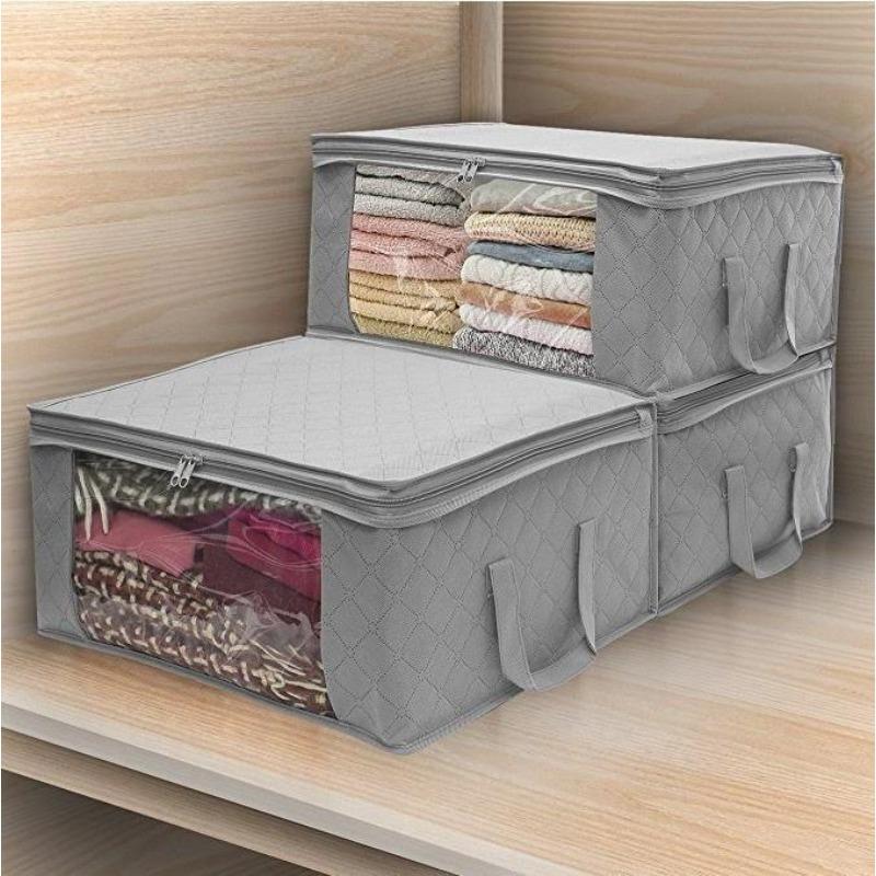 

Folding Bag for Storing Clothes and Bed Linen 49×36×21cm серый