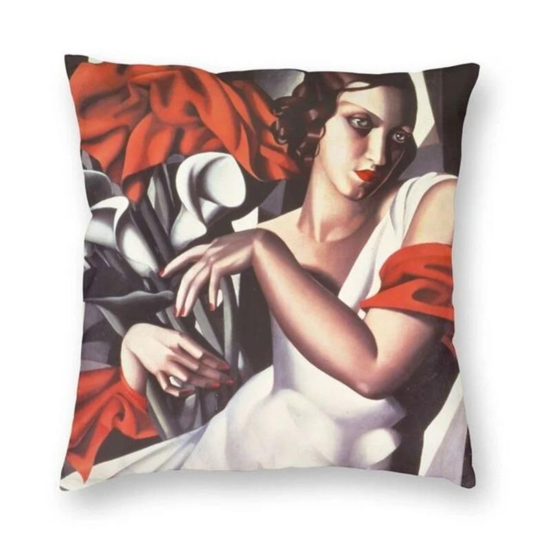 Sexy weibliche Kunst Ölgemälde bedruckter Kissenbezug Heimdekoration Schlafzimmer Wohnzimmer Sofa Kissenbezug 45x45cm